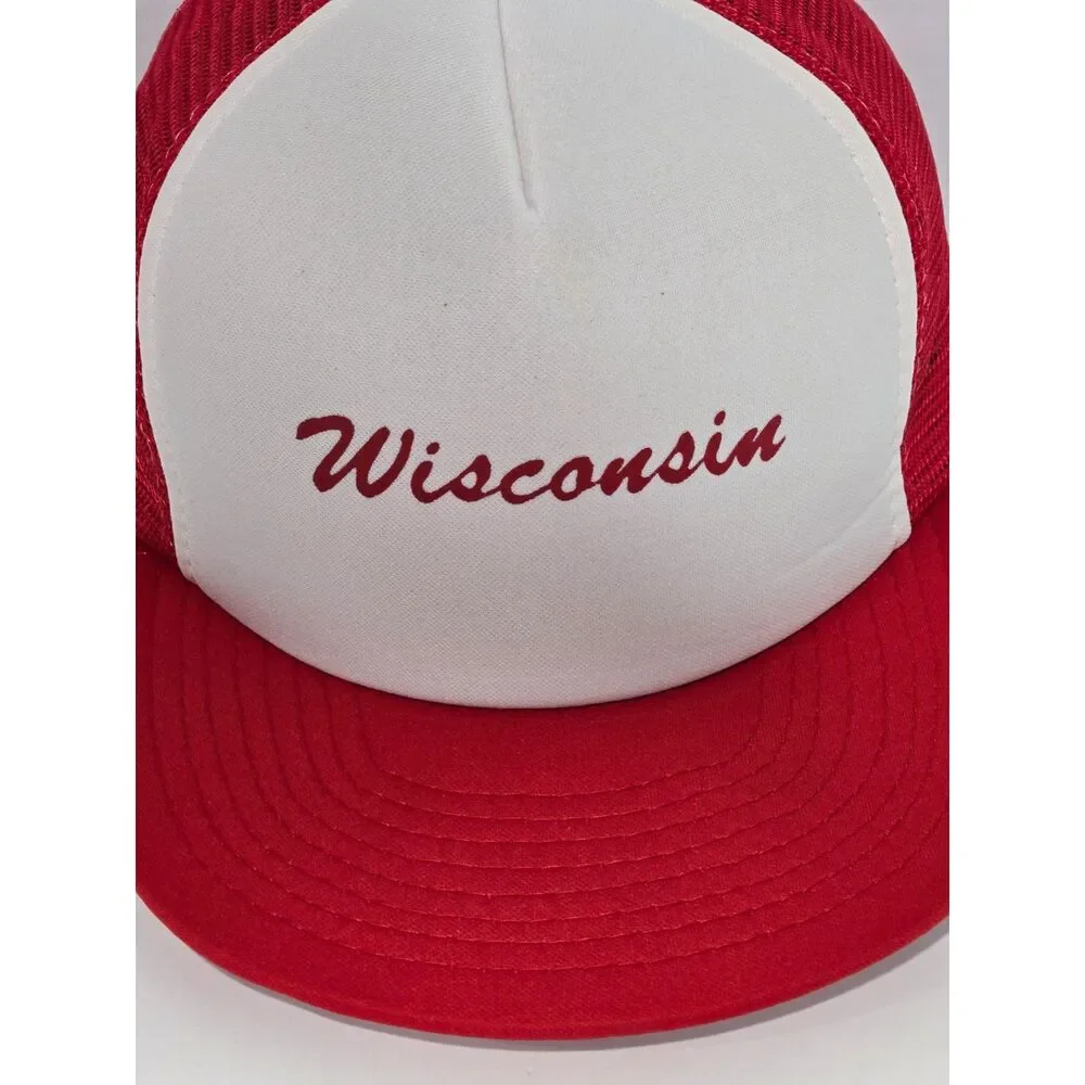 Vintage 80s Sportcap Smoothie Wisconsin Trucker Hat | Red White Snapback